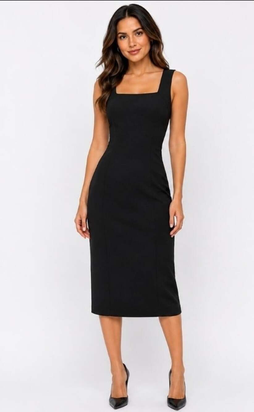 White House Black Market square-neck midi sheath dress XXS New NWT Viscose T90